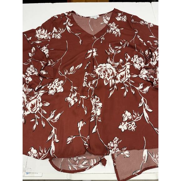 Ophelia Roe Tops - OPHELIA ROE ~ Plus 3X Floral Pullover Long Sleeve Shirt Top Blouse